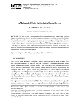 A Mathematical Model for Simulating Meteor Showers