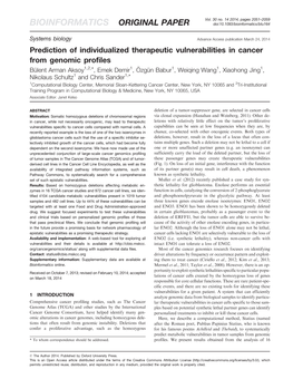 Prediction of Individualized Therapeutic Vulnerabilities in Cancer