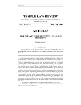 Temple Law Review Articles