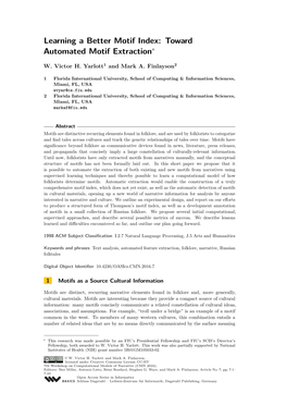 Learning a Better Motif Index: Toward Automated Motif Extraction∗