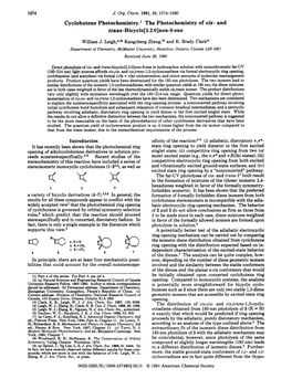 Cyclobutene Photochemistry.' the Photochemistry of Cis- and Trans -Bicycle[ 5.2.0Inon-8-Ene