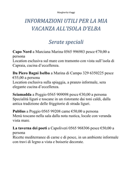 Informazioni Utili Per La Mia Vacanza All'isola D'elba