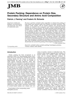 Protein Packing: Dependence on Protein Size, Secondary Structure and Amino Acid Composition Patrick J