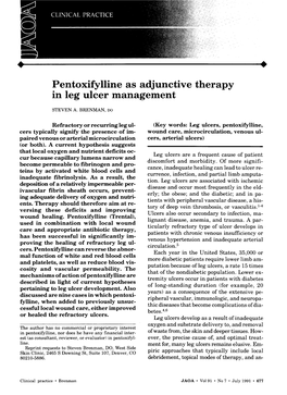 Pentoxifylline As Adjunctive Therapy in Leg Ulcer Management