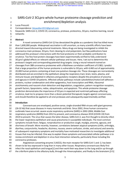 SARS-Cov-2 3Clpro Whole Human Proteome Cleavage