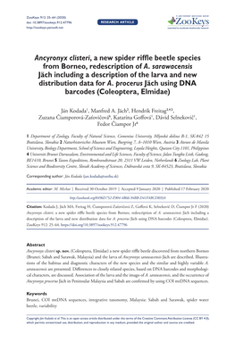 a New Spider Riffle Beetle Species from Borneo, Redescription of A