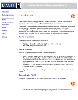 DMTF Tutorial &gt; Introduction