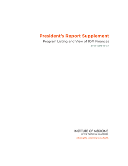 President's Report Supplement