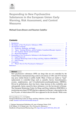 Responding to New Psychoactive Substances in the European Union: Early Warning, Risk Assessment, and Control Measures