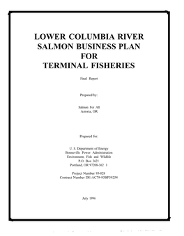 Lower Columbia River Salmon Business Plan for Terminal Fisheries