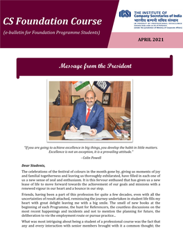 CS Foundation Course E-Bulletin April 2021