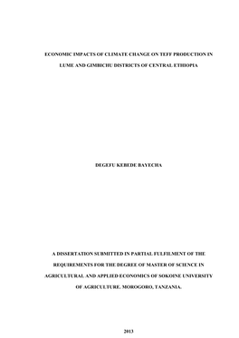 Economic Impacts of Climate Change on Teff Production In