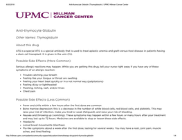 Anti-Thymocyte Globulin (Thymoglobulin) | UPMC Hillman Cancer Center