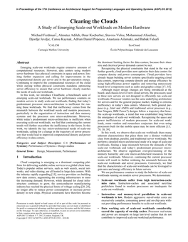 Clearing the Clouds a Study of Emerging Scale-Out Workloads on Modern Hardware