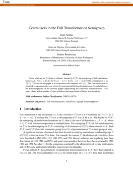 Centralizers in the Full Transformation Semigroup