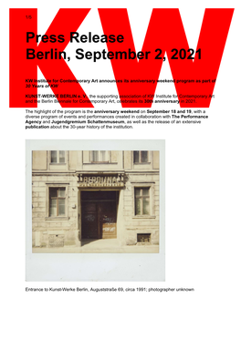 Press Release Berlin, September 2, 2021