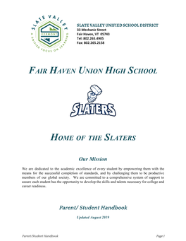 Fair Haven Union High School Home of the Slaters