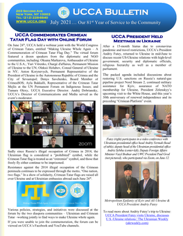UCCA Bulletin Tel: (212) 228-6840 St July 2021… Our 81 Year of Service to the Community