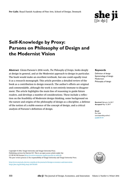 Parsons on Philosophy of Design and the Modernist Vision