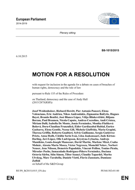 En En Motion for a Resolution