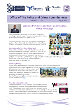 July 2021 OPCC Newsletter External