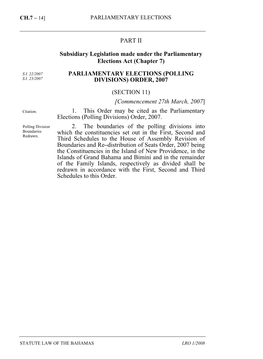 Parliamentary Elections (Polling Divisions) Order, 2007