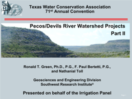 Pecos/Devils River Watershed Projects Part II