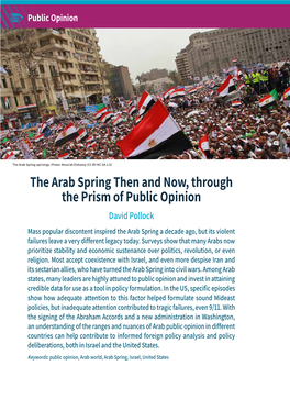 The Arab Spring Then and Now, Through the Prism of Public Opinion