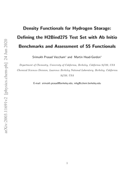 Density Functionals for Hydrogen Storage: Defining the H2bind275