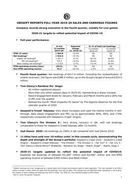 Full-Year 2019-20 Sales and Earnings Figures