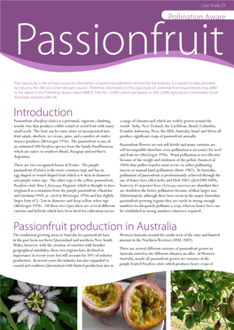 Passionfruit Production in Australia Introduction