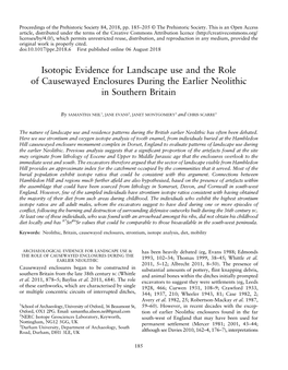 Isotopic Evidence for Landscape Use and the Role of Causewayed Enclosures During the Earlier Neolithic in Southern Britain