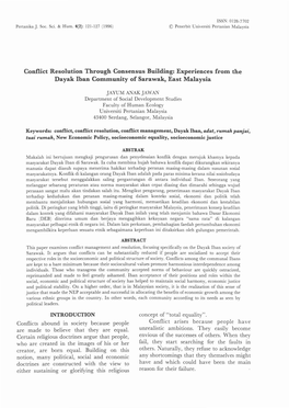 Conflict Resolution Through Consensus Building: Experiences from the Dayak Than Community of Sarawak, East Malaysia