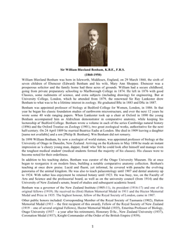 Sir William Blaxland Benham, KBE, FRS (1860-1950)