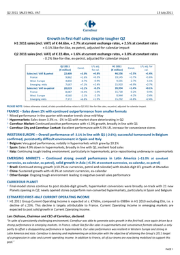 Growth in First-Half Sales Despite Tougher Q2