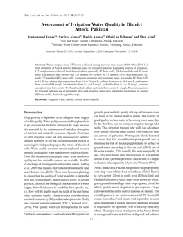 Assessment of Irrigation Water Quality in District Attock, Pakistan