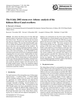 Analysis of the Kifissos River/Canal Overflows