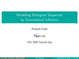 Modelling Biological Sequences by Grammatical Inference