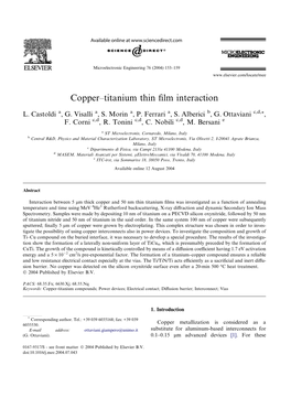 Copper–Titanium Thin Film Interaction