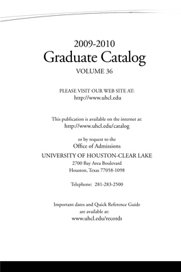 Graduate Catalog VOLUME 36