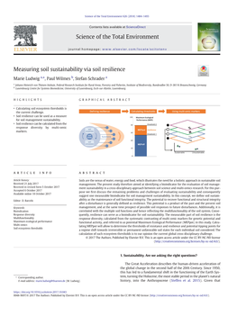 Measuring Soil Sustainability Via Soil Resilience