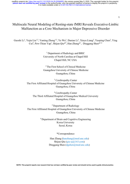 Multiscale Neural Modeling of Resting-State Fmri Reveals Executive-Limbic Malfunction As a Core Mechanism in Major Depressive Disorder