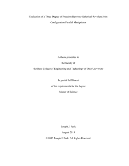 Evaluation and of 3-RUR Parallel Manipulator