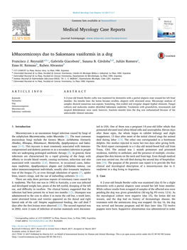 Kmucormicosys Due to Saksenaea Vasiformis in a Dog ⁎ MARK Francisco J