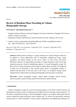 Review of Random Phase Encoding in Volume Holographic Storage