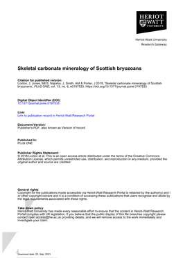 Skeletal Carbonate Mineralogy of Scottish Bryozoans