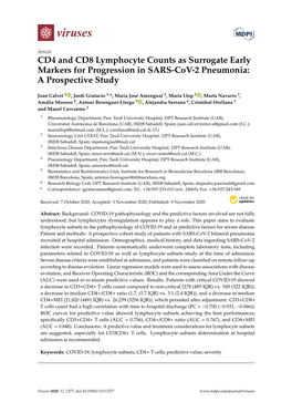 CD4 and CD8 Lymphocyte Counts As Surrogate Early Markers for Progression in SARS-Cov-2 Pneumonia: a Prospective Study