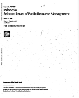 Indonesia Selected Issues of Public Resource Management