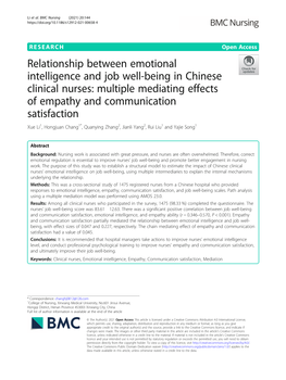 Relationship Between Emotional Intelligence and Job Well-Being In