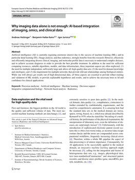 AI-Based Integration of Imaging, Omics, and Clinical Data